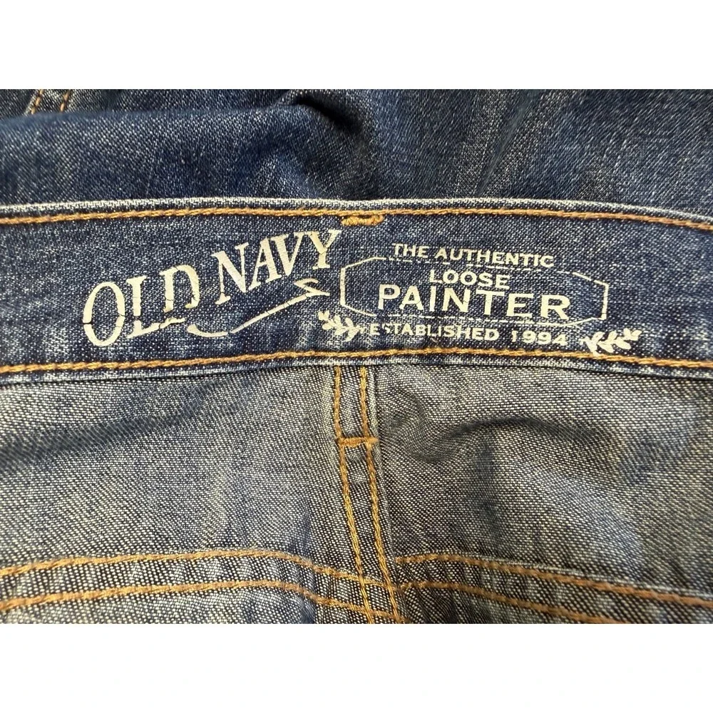 Y2K Old Navy Mens Painter Jeans Loose Fit Blue Denim 40x32 Carpenter Wide Leg